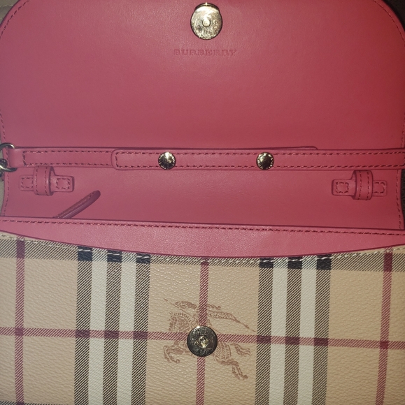 Burberry Wallet Chain Haymarket Henley Coral Red - Picture 3 of 8